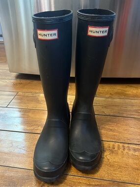 Hunter Black Tall Matte Waterproof rain Boots